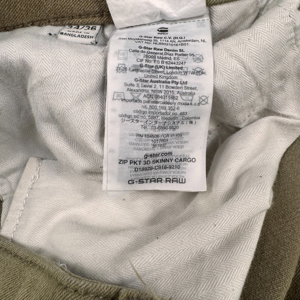 G-Star Raw Skinny Cargo Pants Men's 34x36 Green Tactical Utility Zip Pkt 3D - Picture 11 of 13